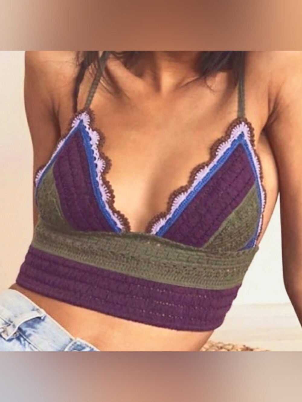 Free People Another Weekend Longline Bralette Knit Crochet Tank Top